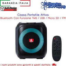 Cassa Portatile Attiva Bluetooth Con Funzione TWS / USB / Micro SD / FM