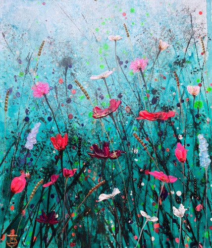 Teal meadow breeze dipinto - meadow,