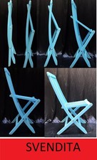 VINTAGE 4 sedie SDRAIO ESTERNO PIEGHEVOLI GIARDINO CHAIRS LEGNO REAL TEAK DESIGN