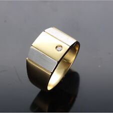Anello uomo in oro giallo e bianco  750 18 kt con zircone  new