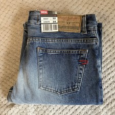 Jeans Diesel Backler taglia W32 L34 misure L33 blu gamba bootcut regolare nuovo con etichette