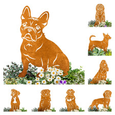 Spina da giardino in acciaio inox cane, decorazione da giardino in metallo ruggine, razza 