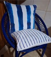 Poltrona poltroncina vimini rattan blu + 2 cuscini