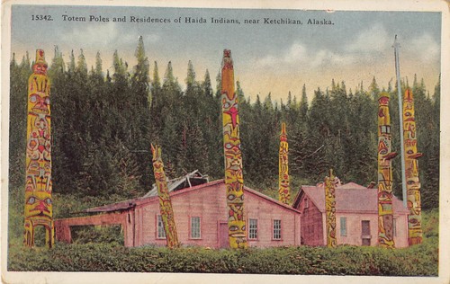 Totem poles residences - poles, haida