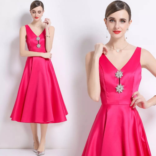 Vestito midi rosa - midi, rosso