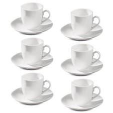 Set da 6 Tazzine da caffÃ¨ tÃ¨ in porcellana bianca tazze con piattino servizio 