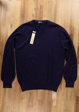 Maglione DRUMOHR viola extra fine lana merino taglia 50 IT/Large autentico nuovo con etichette