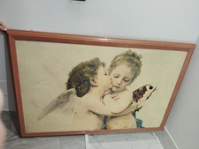 QUADRO ANGELI CAPEZZALE DIPINTO SU TELA VERNICE PENNELLO