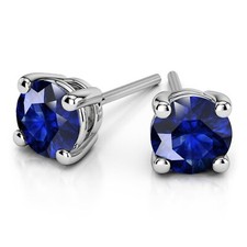Orecchini a perno fatti a mano argento sterling 925 pietra preziosa taglio tondo zaffiro blu
