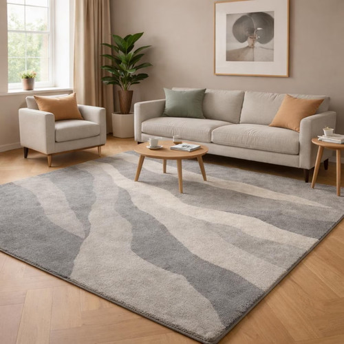 Tappeto moderno grigio onde - moderno,