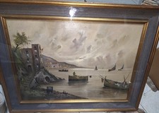 Dipinto Eseguito Ad Olio Su Tela . Marina