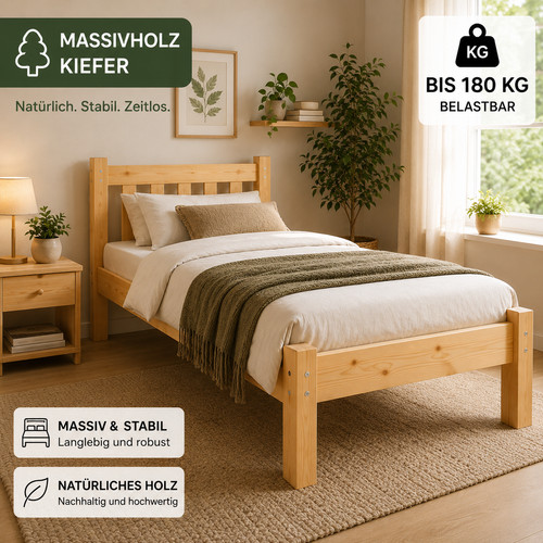 Letto legno massello 90x200 - letto,