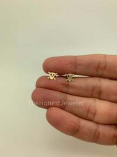 14k Solid Yellow Gold Skull Studs,Cross & Bone Studs