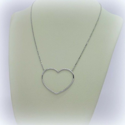 Collana cuore oro bianco 18 - cuore, in
