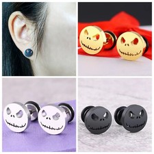 Orecchini a perno chirurgico testa di zucca halloween teschio gitico punk