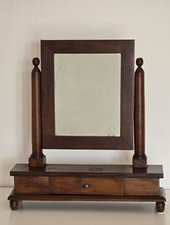 Specchio Psiche Specchiera da Tavolo in Legno di Noce con Cassetto del' 800