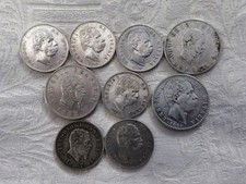 REGNO D' ITALIA UMBERTO  E VITTORIO EMANUELE II LOTTO DI 9 MONETE IN ARGENTO