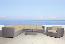 DIVANO SALOTTO RATTAN 10 POSTI POLTRONA GIARDINO ESTERNO PISCINA TAVOLO COMPLETO