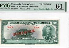 Venezuela 20 Bolivares esemplare ND (1941-59) P#32s PMG a scelta non circolato 64