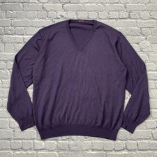 Maglione Ballantyne Uomo XL? Viola 100% Lana Made In Italy Silenzioso Lusso Old Money