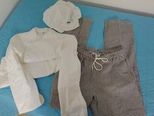 COMPLETO DA CUOCO GIACCA DOPPIO PETTO  "M" + CAPPELLO +PANTALONI SALE E PEPE "S"