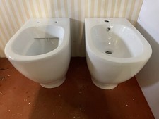 BIDET + WC  SANITARI  FILOMURO A TERRA  KERASAN MOD AQUATEC  IN CERAMICA BIANCA