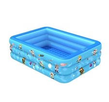 x Piscina Gonfiabile 3 Anelli Rettangolare Spiaggia Mare 210x135x55cm sus