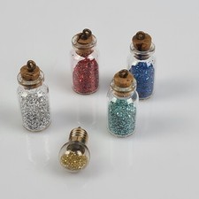 Set di cinque Oggetti mini bottiglie Lampadina con glitter decorativi Collection