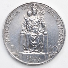 VATICANO Pio XI 10 Lire 1930 A. IX - Argento Silver