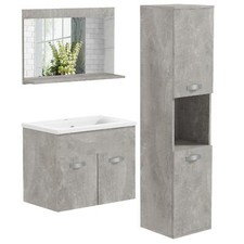 DecHome Mobile Lavabo 60 e Lavandino Ceramica Colonna Bagno e Specchiera