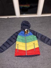 NUOVO LL Bean bambino taglia 14-16 grande tricolore ultraleggero 650 piumino $149