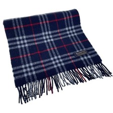Stola Burberry London in lana con frange Nova Check Navy 2484