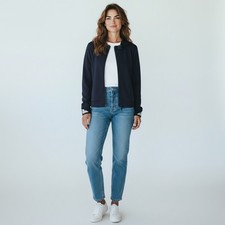 Giacca con cappuccio e zip intera in maglia blu navy Fendi Roma XXL