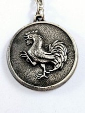 Portachiavi - Gallo - Rilievo, Metallo Luce - Emblema, Souvenir - Vintage 1960s