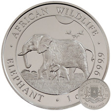 Elefante della Somalia 2022 moneta d'argento 1 oz argento Ag 999,9 fauna selvatica africana *
