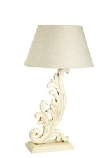 Lampada stile Shabby Chic in legno con paralume in stoffa elegante e raffinato