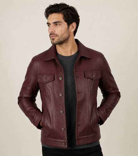 Giacca uomo pelle - , bordeaux