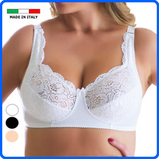Reggiseno senza ferretto donna cotone pizzo coppa C non imbottito spalla larga