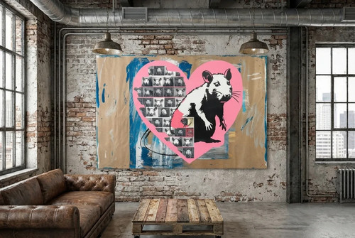 Banksy hommage rabbit love - hommage,