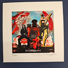 LA ROUGE - BLACK OPIUM 25X25 street art pop Yves Saint Laurent profumo cat woman