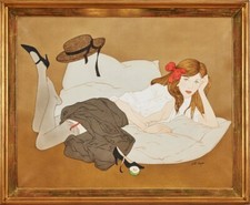 Philippe Henri Noyer - Ritratto di ragazza - Dipinto olio su tela - anni '70