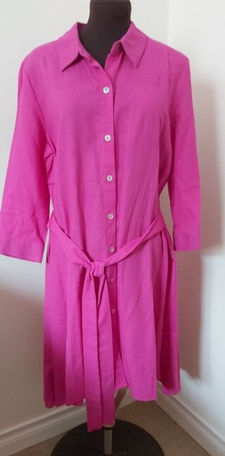 Abito camicia misto lino rosa