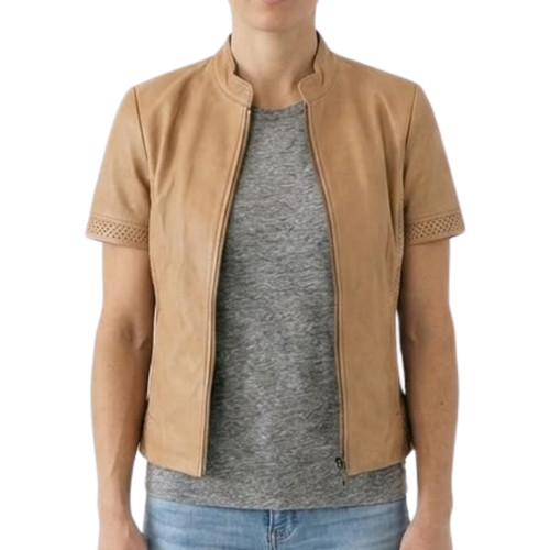 Giacca donna beige vera pelle