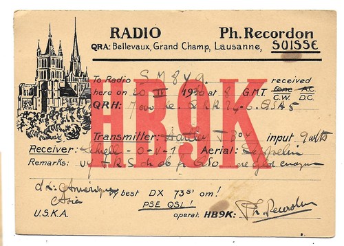 Radio qsl hb9k - qsl, champ
