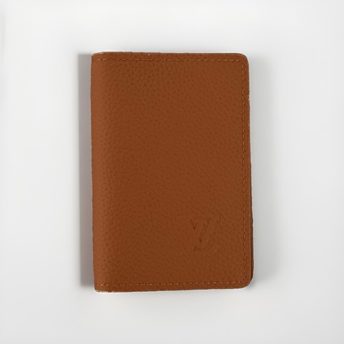 Brown grain leather pocket - brown,