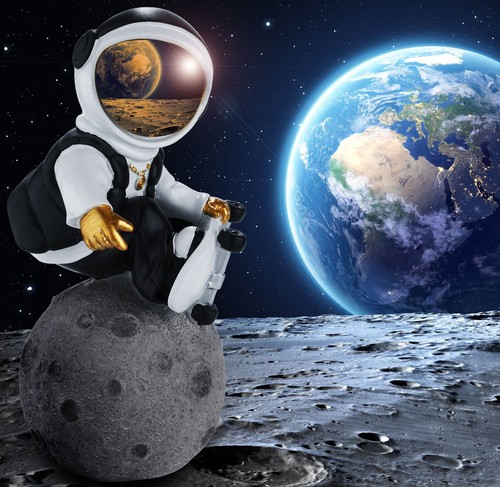 Moon skater spaceman - moon,