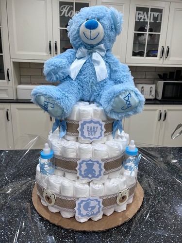Torta pannolini blu - blu, bambino