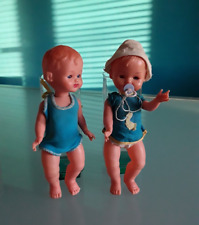 "Galletti" 2 Bambole , vintage, 1960, plastica, altezza 20 cm, vestiti originali