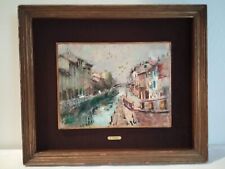 Antonio Cargnel (1946) - Olio su lamina di rame argentata in cornice anni '70