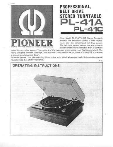 Pioneer 41c giradischi - pioneer,